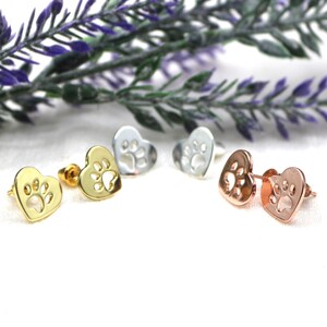 Oorbellen pootafdruk pootafdruk zilver, roségouden oorbellen, hondenpoot, kattenpoot, hond moeder cadeau dierenliefhebber oorbellen, cadeau voor haar
