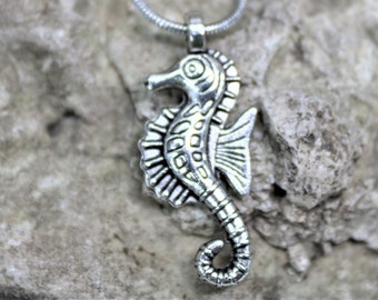 Seahorse Charm Necklace, Ocean Scuba Diver Jewelry, Sealife Pendant, Gift for Beach Lover, Unique Gift for Her or Him