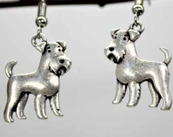 Dog Lover Dangle Earrings, Schnauzer Dog Earrings, Antique Silver Pet  Breed Jewelry, Dog Lover Present, Gift for her
