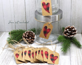 Kraft Paper Buffalo Plaid Heart Gift Tags, 25 Natural Die Cut Out Holiday  Shop Product Price Labels Country Farmhouse Embellishment