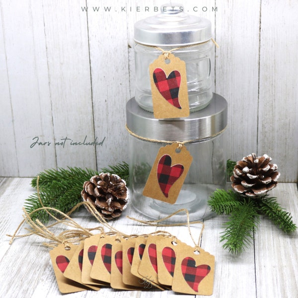 Kraft Paper Buffalo Plaid Heart Gift Tags, 25 Natural Die Cut Out Holiday  Shop Product Price Labels Country Farmhouse Embellishment