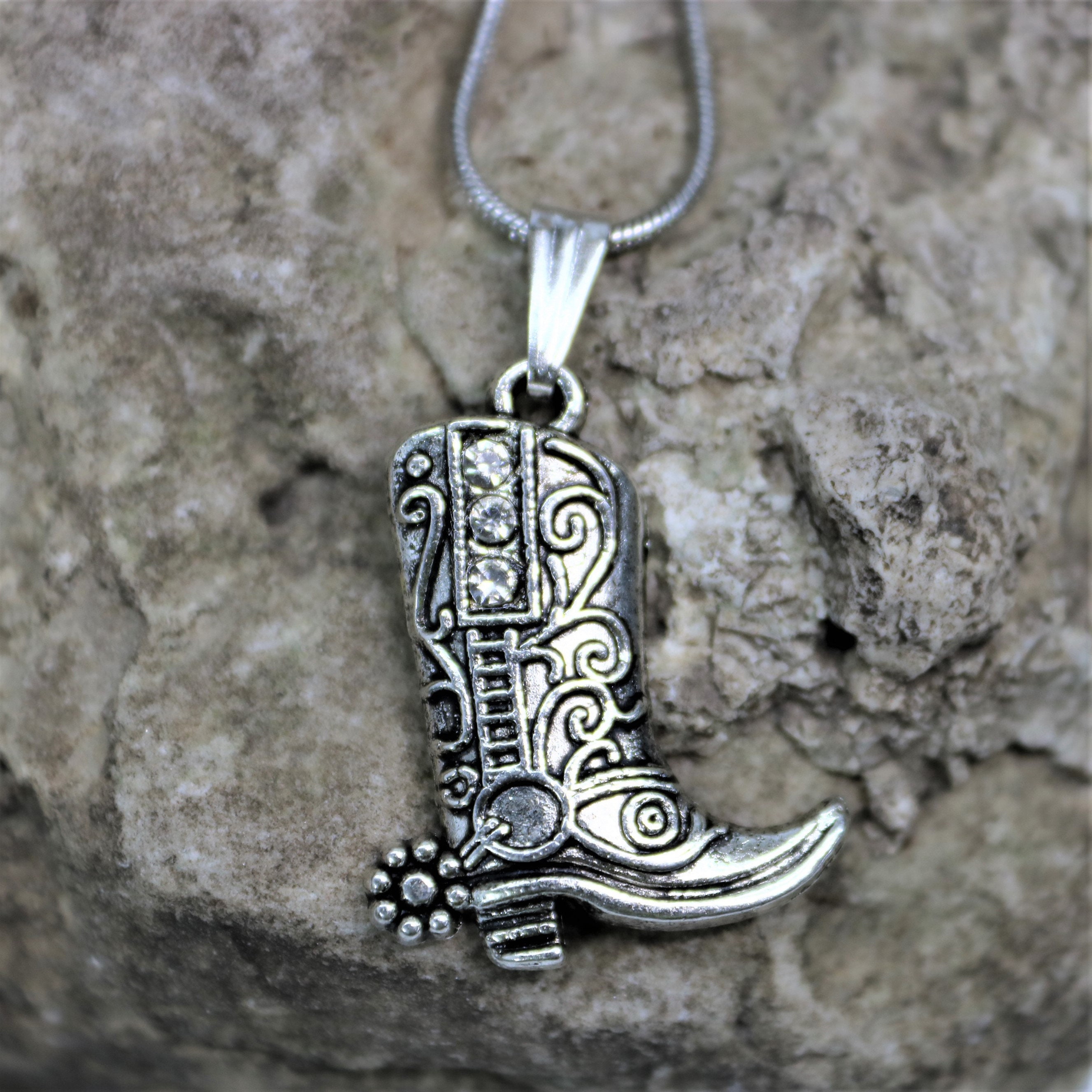 Cowboy Boot Charm Necklace Western Ranch Wear Jewelry Etsy