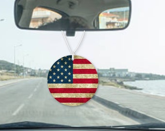 American Flag Air Freshener, Double Sided Personalized Vehicle Accessory Gift Idea, Freshies for Car, Truck, Office  Vehicle Accessories