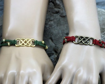 Celtic Infinity Love Bracelet, Unisex Celtic Suede Eternity Bracelet, Endless Mystic Knot, Gift for Him, Gift for Her