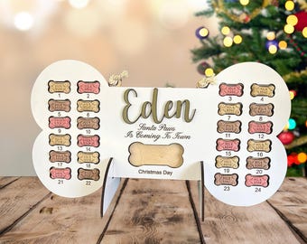Personalized Dog Advent Calendar, Baltic Birch Christmas Countdown