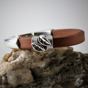 Silver Wrap Half Cuff Bracelet, Silver Cuff Bracelet, Thick Leather Bracelet, Gift for Him, Gift for Her,  Custom Size, Magnetic Bracelet