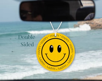 Happy Smiley Face Air Freshener, Double Sided Personalized Vehicle Accessory Gift Idea, Freshies for Car, Truck, Office  Vehicle Accessories