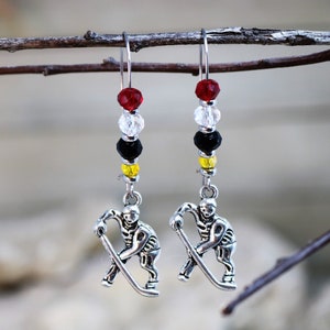 Hockey Player Earrings Central Division, Game Day Sport Theme Jewelry, Gift for Her