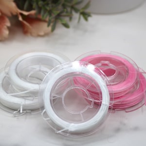 Pink or White Elastic Beading Cord: .08mm Crafting Stretch Cord