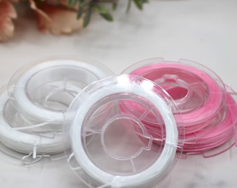 Elastic Stretch Beading Craft Cord in Pink or White 10 meters or 30 feet .08mm Thick