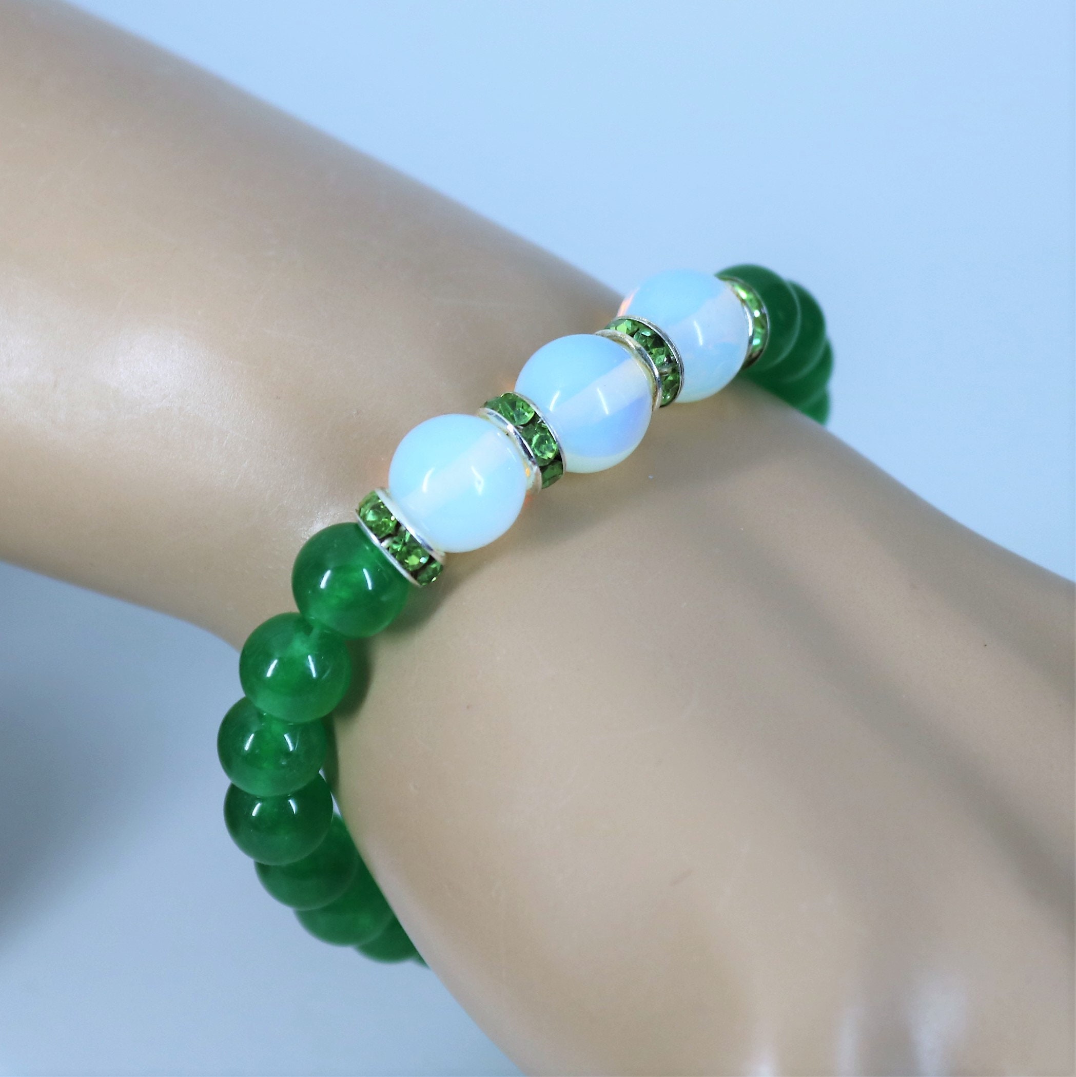 Natural Jade Lotus Bracelet | Round Beads Hand-woven White Bracelets | –  Huge Tomato