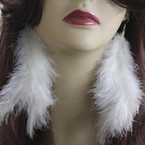 Natural long White Feather Earrings, White Feather Boho Chic Accessories, Breezy Fun Flirty Dangle Jewelry, Feather Earrings, Gift for Her
