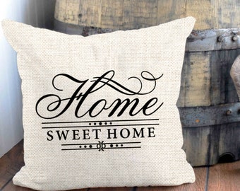 Home Sweet Home Farmhouse Style Pillow Cover, Decorative Throw Pillow, Wedding, Housewarming, Birthday, Grandmother, Mother's Day Gift