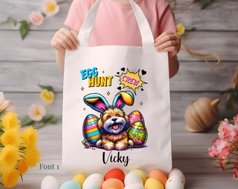 Easter Egg Hunt Crew Personalized Tote Bags, Eco Friendly Easter Holiday Carry All Totes, Custom Toy Bag Spring Gift Ideas, Gift for Her