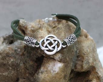 Celtic Eternity Bracelet, Celtic Strength Dara Knot, Unisex Suede Bracelet, Celtic Infinity Knot, Gender Neutral, Gift for Him, Gift for Her