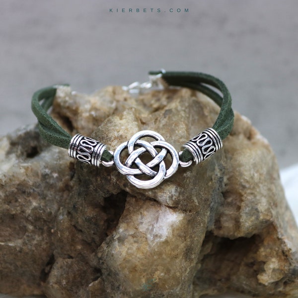 Celtic Eternity Bracelet, Celtic Strength Dara Knot, Unisex Suede Bracelet, Celtic Infinity Knot, Gender Neutral, Gift for Him, Gift for Her