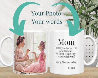 Personalized Photo Message Mug, Custom Anniversary, Birthday, Wedding Christmas Gift Idea for Mom Dad Grandma Grandpa Sibling Friends