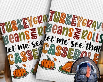 Thanksgiving Fixings  Funny Home Kitchen Decor Waffle Weave Towel, Family Turkey Dinner Towel and Dish Cloth Set, Autumn Holiday Gift