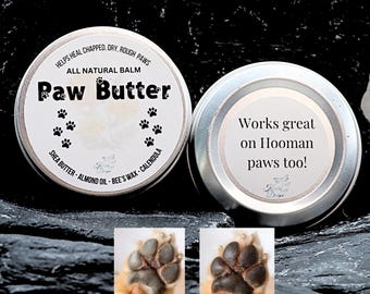 Paw Butter Balm with Calendula for Dry Cracked Chapped Paws and Noses, Nourishes Moisturizes Heals and Protects, Antimicrobial Antifungal