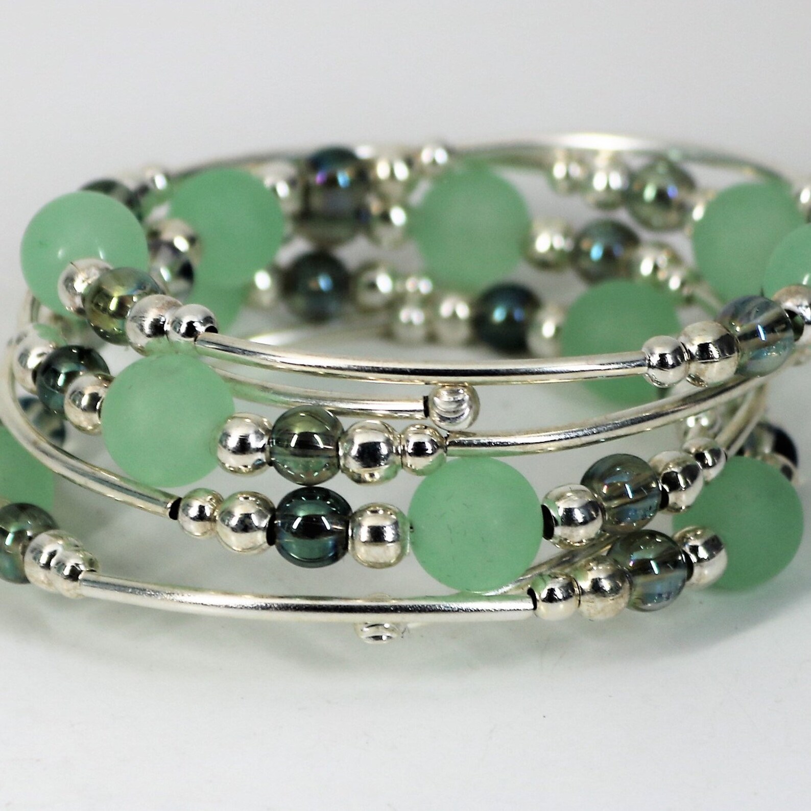 Jade Memory Wire Bracelet Silver Memory Wire Bracelet Jade | Etsy