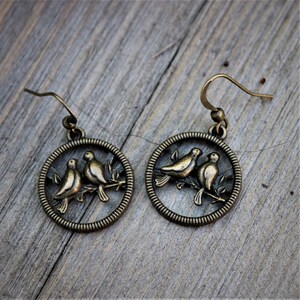 Lovebird Brass Earring-Brass Dangle Earring-Brass Everyday Earring Dangle-Brass Earrings Dangle-Birthday Gift-Anniversary Gift-Birthday gift