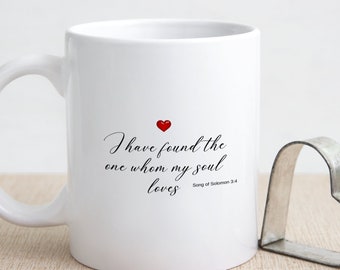 I Found The One Romantic Love Message Ceramic Mug, Two Side Soul Mate Coffee Cup, Bible Verse Anniversary, Birthday, Wedding, Valentine Gift