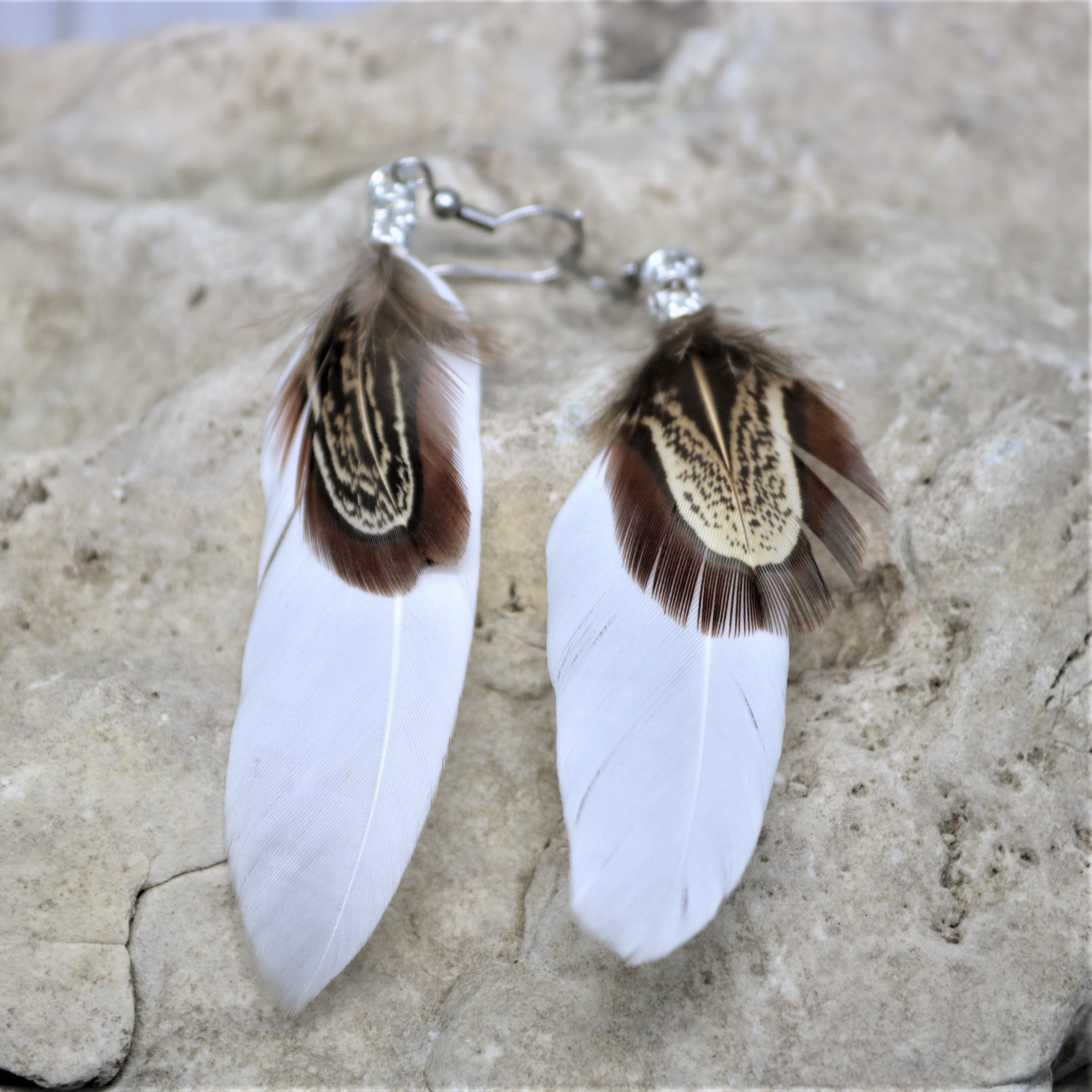 Tiger Feather Hoop Earrings with Bezels | Brackish