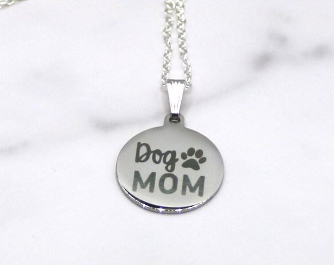 Featured listing image: Dog Mom Paw Print Steel Pendant Necklace - Pet Lover Gift