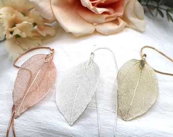 Real Leaf Pendant Necklace,  Natural Leaves in Gold, Silver or Rose Gold, Unique Fashion Statement Jewelry, Feminine Accessory Gift for Her