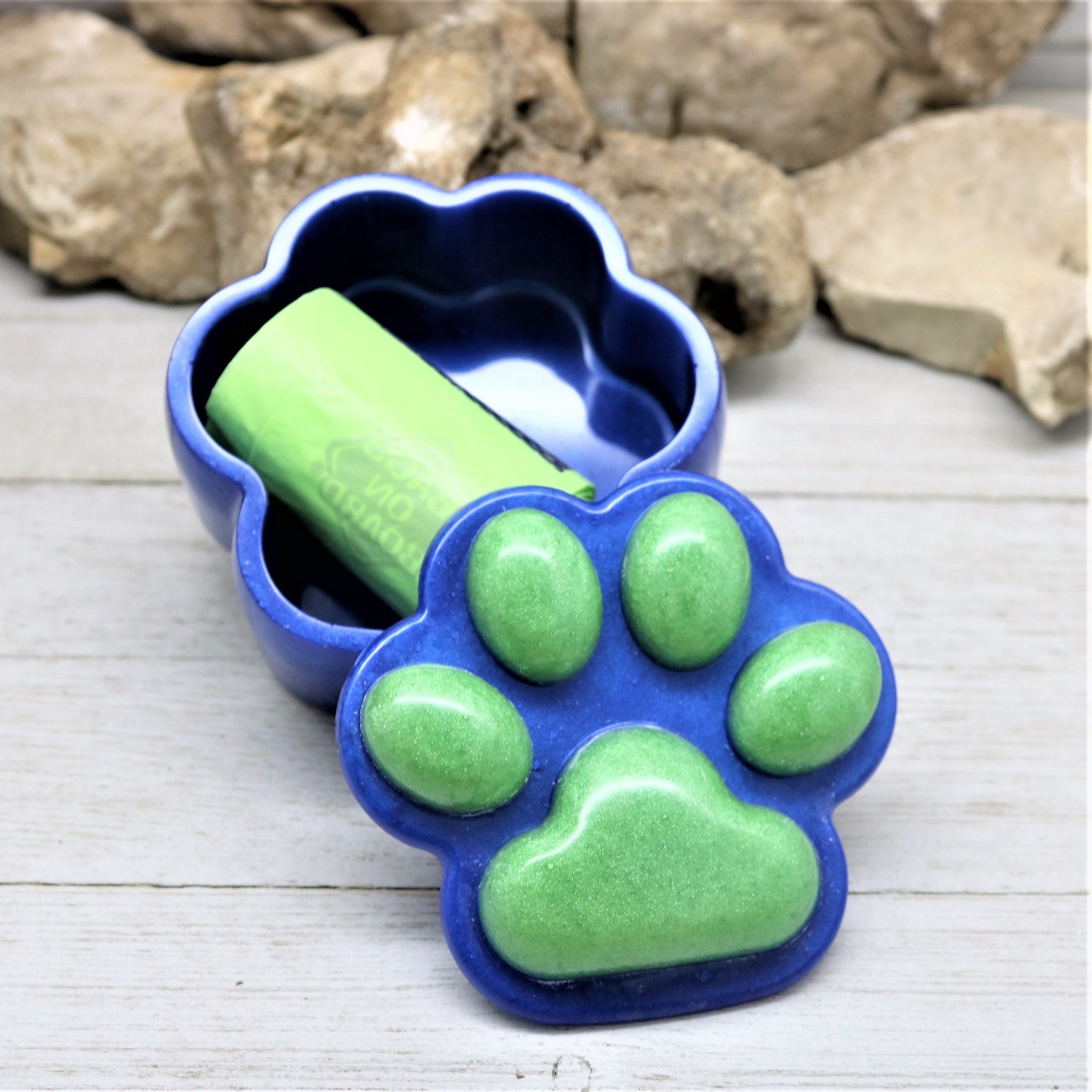 Resin Paw Print Trinket Box Multiple Color Handmade Home Etsy