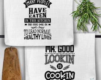 Funny Kitchen Towels Sayings, Cooking Puns Kitchen Decor Waffle Weave Towel, Motor Home, RV, Housewarming, Wedding, Hostess Gift, Mom Gift