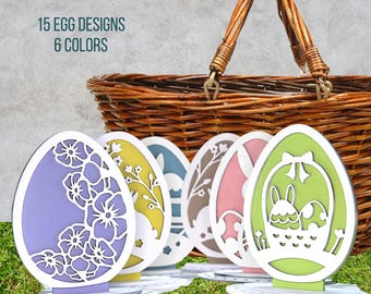 Standing Easter Egg Festive holiday Cutout Accents, Personalized Rustic Wood Decor for Spring & Farmhouse, Theme Shelf Sitter Table Decor