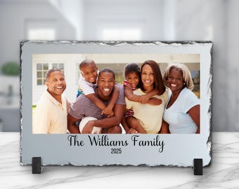 Personalized Custom Photo Slate Frame, Memory Keepsake, Unique Gift for All Occasions, Your Pictures & Message on a Stone Plaque with Stand