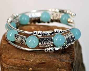 Aquamarine  Bracelet, Aquamarine Jewelry, Natural Aquamarine, Blue Bracelet, March Birthday, Gift for Her, March Birthstone