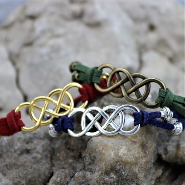 Celtic Infinity Love Bracelet, Unisex Celtic Suede Eternity Bracelet, Endless Mystic Knot, Gift for Him, Gift for Her