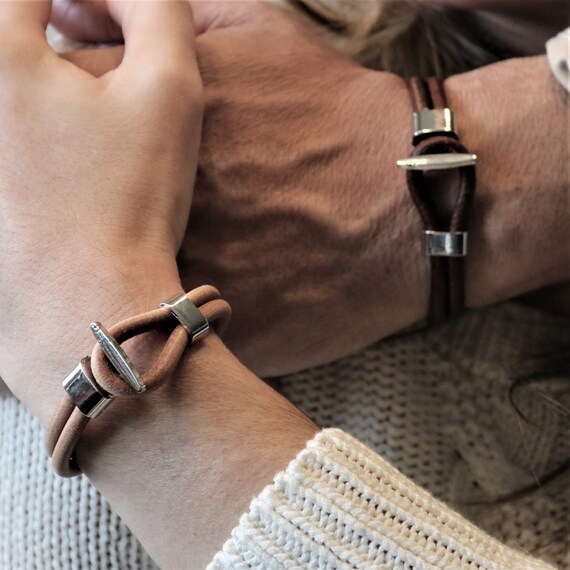 Hook Bracelet Silver Hook Bracelet Leather Hook Bracelet Gift