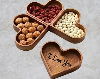 Personalized Walnut Wood Heart Tray, Custom Engraved Candy Dish - Etsy
