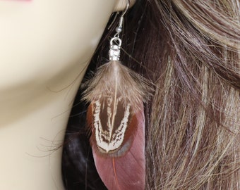 Pheasant Feather Earrings: Boho Chic Style, Surgical Steel