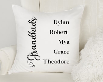 Our Grandchildren Custom Personalized Pillow Cover, Decorative Throw Pillow, Wedding, Housewarming, Birthday, Grandmother, Mother's Day Gift