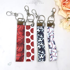 Basketball, Fußball, Baseball, Vegan Kunstleder Sport unter dem Motto Schlüsselanhänger Armband mit Clip und Charms, Leder Schlüsselanhänger, Schlüsselband für Schlüssel