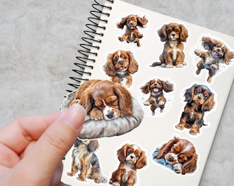 Cavalier King Charles Spaniels Water Resistant Matte Holographic Glossy 18 Vinyl Stickers for Tumbler, Planner, Bullet Journal, Laptop