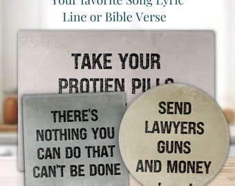 Custom Song Lyric, Quote, Line or Bible Verse on a Tempered Glass Cutting Board, Modern Chopping Tray, Serving Placemat, Charcuterie Board