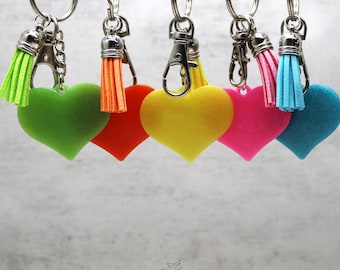 Personalized Resin Heart Tassle Keychain, Zipper Pull, New Driver Gift Topper, Diaper Bag tag, Backpack Tag, Purse Tag, Luggage Identifier
