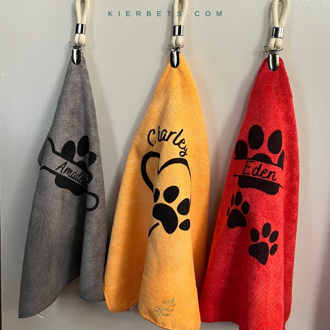 Personalized Dog Paw Towels, Handy Absorbant Hanging Micro Fiber Cloths