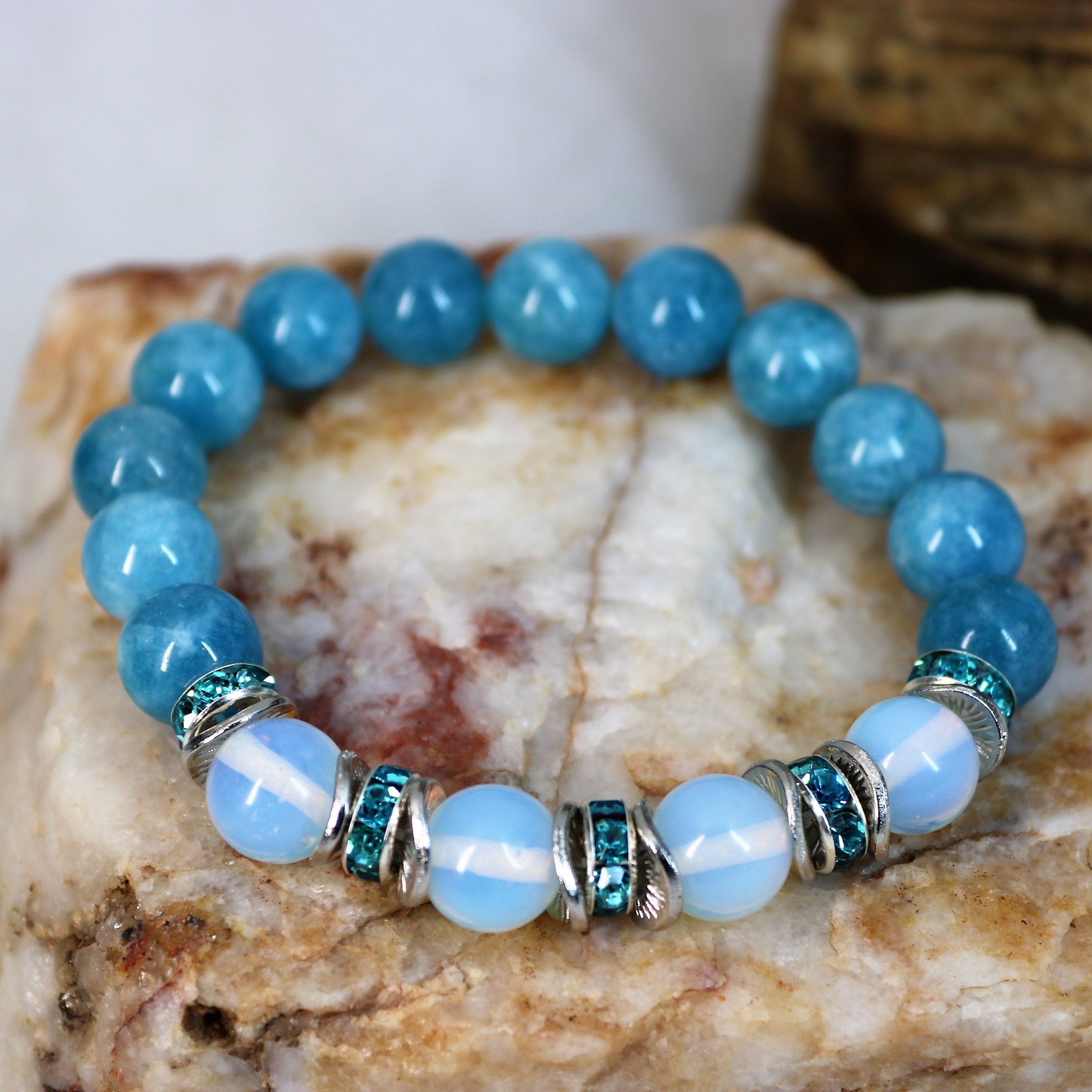 Larimar Charm Collection: Blue Aquamarine Gemstone Bracelet with Larimar  Healing Prayers Sterling Silver Charm | T. Jazelle