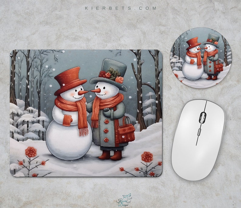 Snowman Couple in Woods Desk Set, Funny Christmas Animal Holiday ...