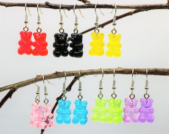 Gummy Bear Earrings, Resin Jewelry Accessory, Fun Food Novelty Jewelry, Gift for Her