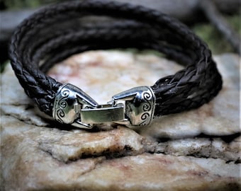 Braided Leather Cord with Celtic style Closure