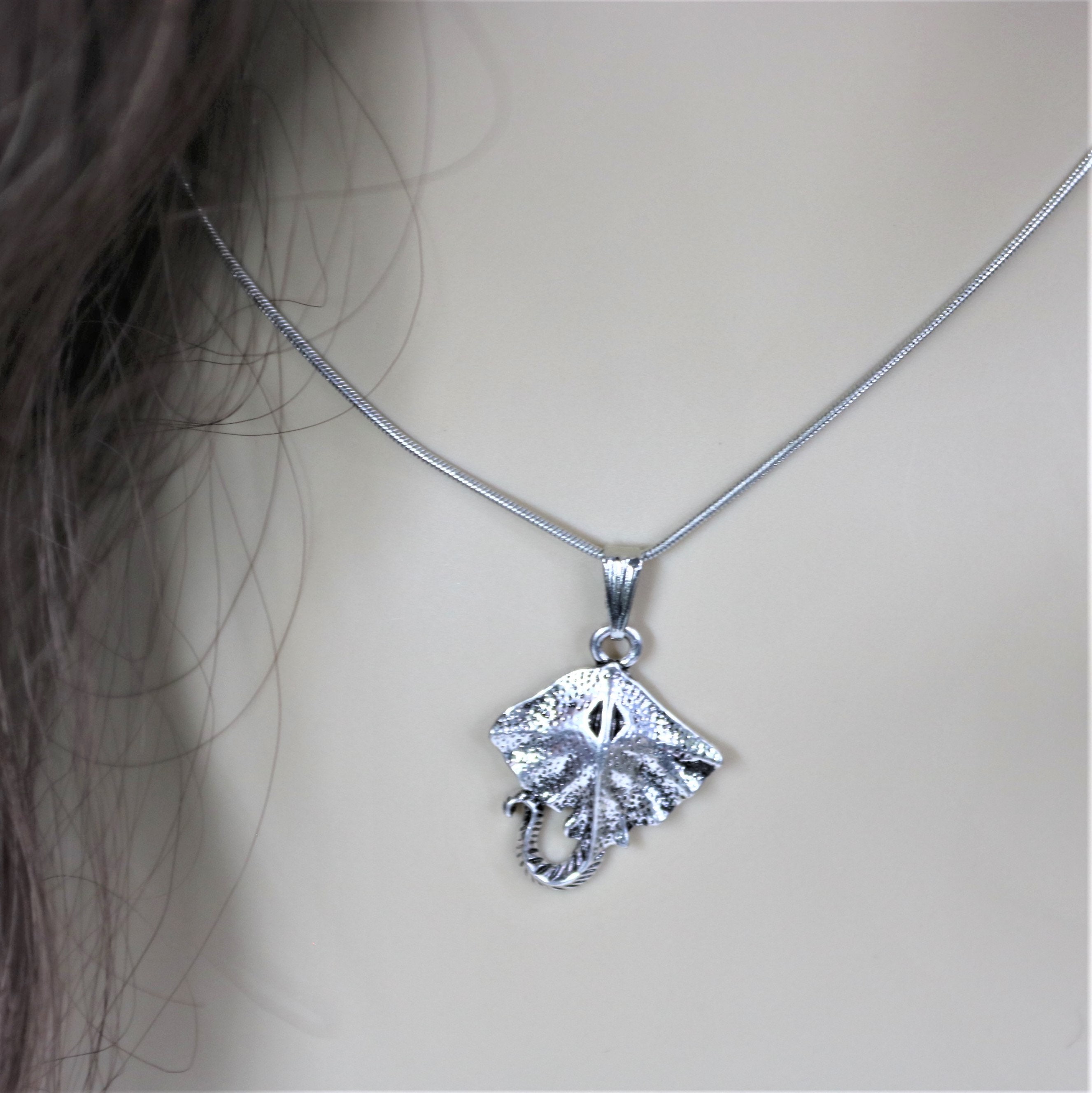Stingray Charm Necklace, Ocean Scuba Diver Jewelry, Sealife Pendant