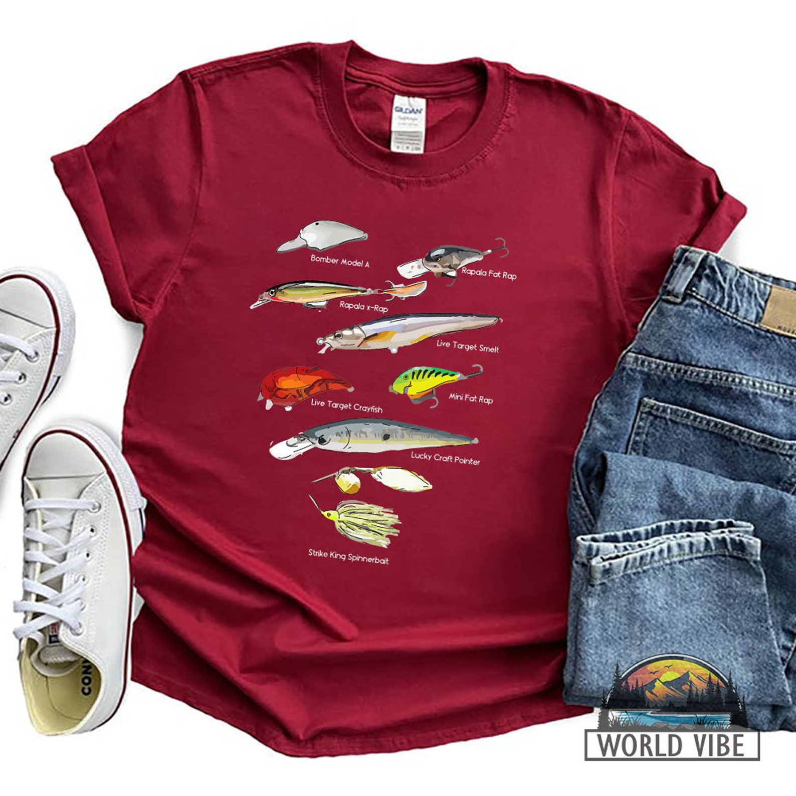 Fishing Shirt Bass Fish Lures Baits Fishing Shirt FI034ALL01 Etsy